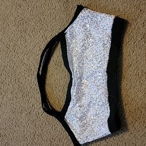 Silver sequin sports bra